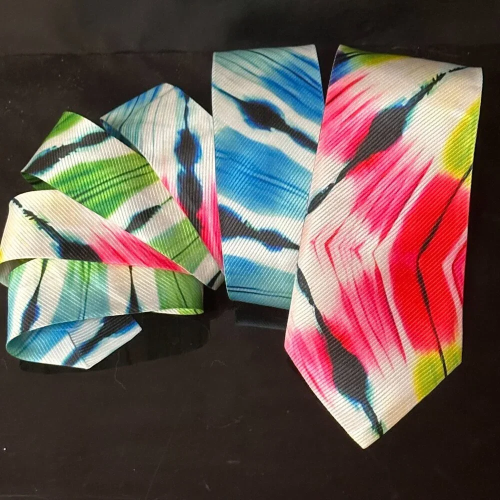 Psychedelic Rainbow Menswear Necktie Tie Neckwear Tie Dye Tied Dyed Hippie Rave